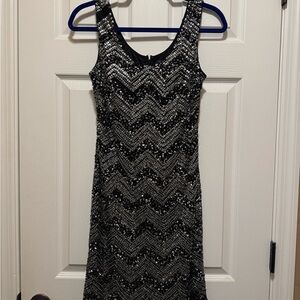 Glamorous Black and Silver Chevron Mini Dress